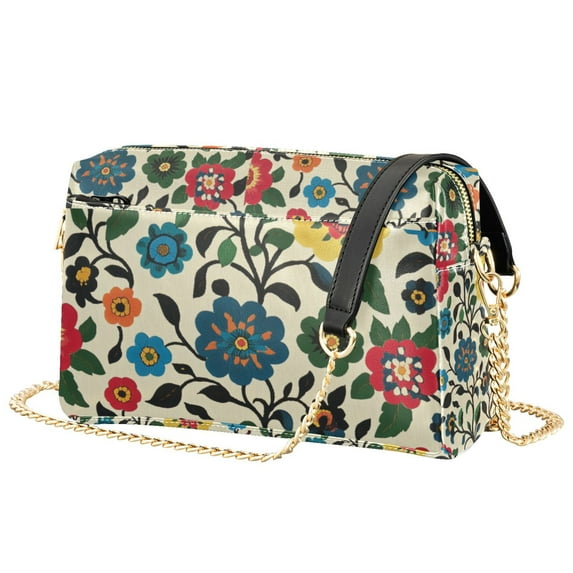 FORMRS Women Crossbody Purse with Chain Strap Vegan Leather Shoulder Handbag, Vibrant Floral