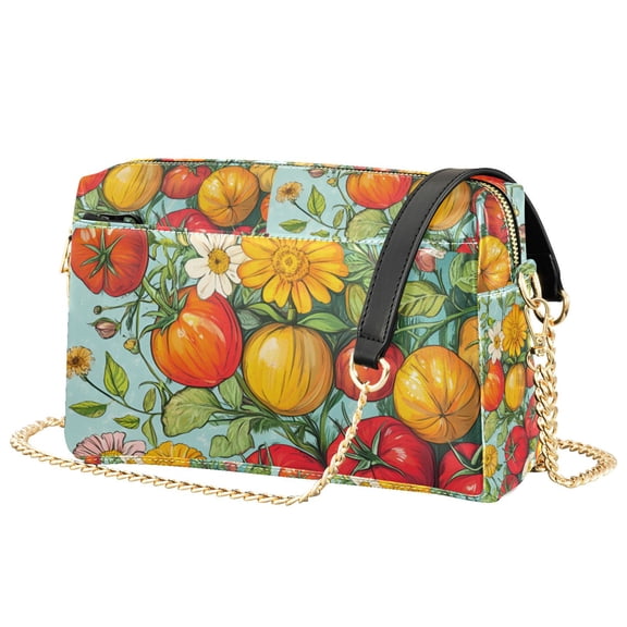 FORMRS Women Crossbody Purse with Chain Strap Vegan Leather Shoulder Handbag, Vibrant Tomatoes