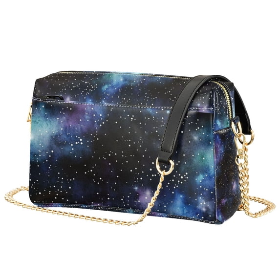 FORMRS Women Crossbody Purse with Chain Strap Vegan Leather Shoulder Handbag, Watercolor Galaxy