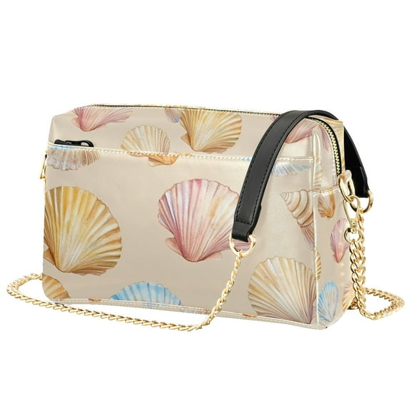 FORMRS Women Crossbody Purse with Chain Strap Vegan Leather Shoulder Handbag, Watercolor Seashell