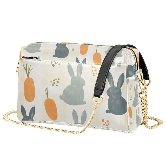 FORMRS Women Crossbody Purse with Chain Strap Vegan Leather Shoulder Handbag, Whimsical Rabbits