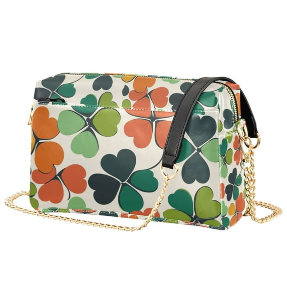 FORMRS Women Crossbody Purse with Chain Strap Vegan Leather Shoulder Handbag, White Clover Pattern