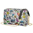 thumbnail image 1 of FORMRS Women Crossbody Purse with Chain Strap Vegan Leather Shoulder Handbag, White Doodle Pattern, 1 of 7