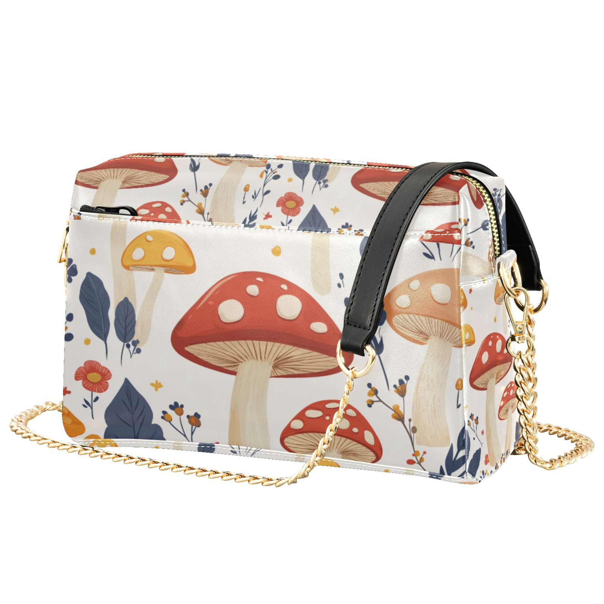 FORMRS Women Crossbody Purse with Chain Strap Vegan Leather Shoulder Handbag, White Mushroom