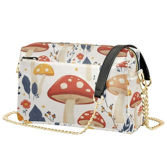 FORMRS Women Crossbody Purse with Chain Strap Vegan Leather Shoulder Handbag, White Mushroom