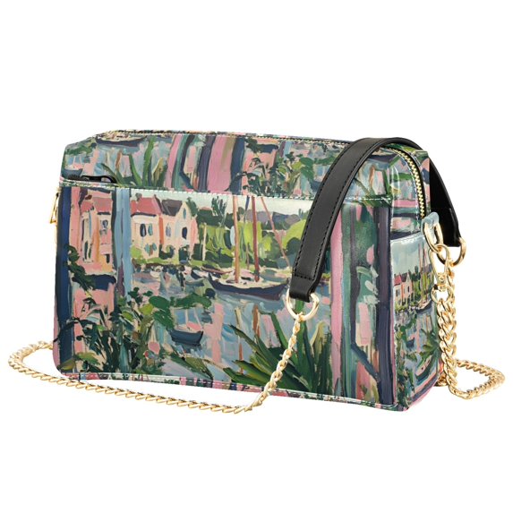 FORMRS Women Crossbody Purse with Chain Strap Vegan Leather Shoulder Handbag, Window Plants