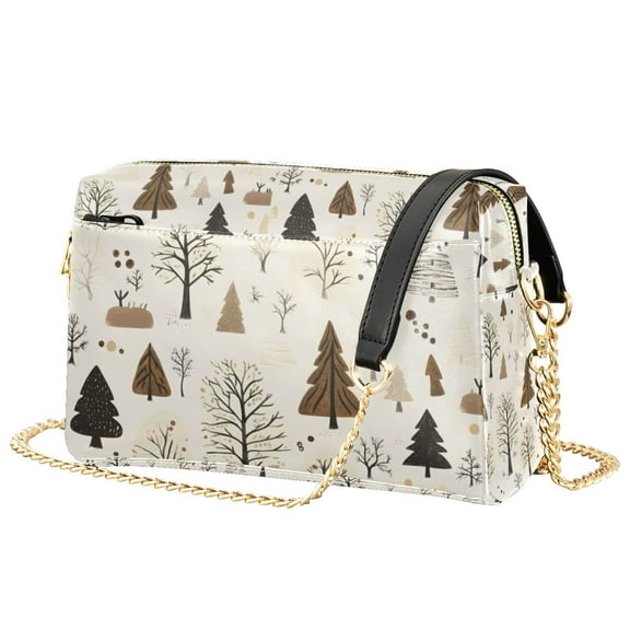 FORMRS Women Crossbody Purse with Chain Strap Vegan Leather Shoulder Handbag, Winter Forest