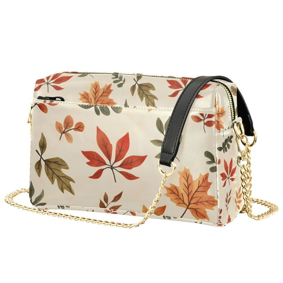 FORMRS Women Crossbody Purse with Chain Strap Vegan Leather Shoulder Handbag, Yellow Autumn Leaves