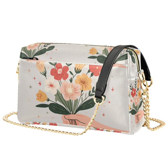 FORMRS Women Crossbody Purse with Chain Strap Vegan Leather Shoulder Handbag, Yellow Cute Flower