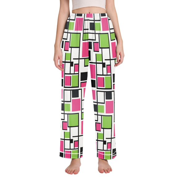 FORMRS Women's Pajama Pants with Pockets Soft Comfy Loungewear Sleep Bottom, Sizes S-2XL, Abstract Geometric