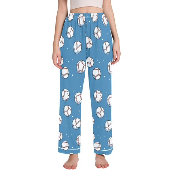 FORMRS Women's Pajama Pants with Pockets Soft Comfy Loungewear Sleep Bottom, Sizes S-2XL, Baseballs Pattern