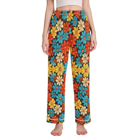 FORMRS Women's Pajama Pants with Pockets Soft Comfy Loungewear Sleep Bottom, Sizes S-2XL, Blooming Flowers