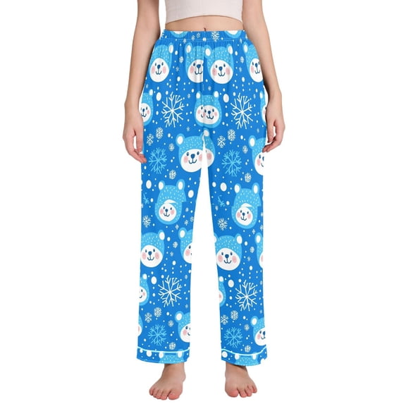 FORMRS Women's Pajama Pants with Pockets Soft Comfy Loungewear Sleep Bottom, Sizes S-2XL, Blue Bears