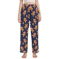 thumbnail image 1 of FORMRS Women's Pajama Pants with Pockets Soft Comfy Loungewear Sleep Bottom, Sizes S-2XL, Blue Christmas Gingerbread Pattern, 1 of 8