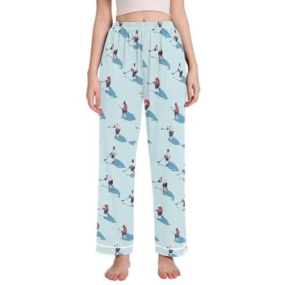 FORMRS Women's Pajama Pants with Pockets Soft Comfy Loungewear Sleep Bottom, Sizes S-2XL, Blue Ice Hockey
