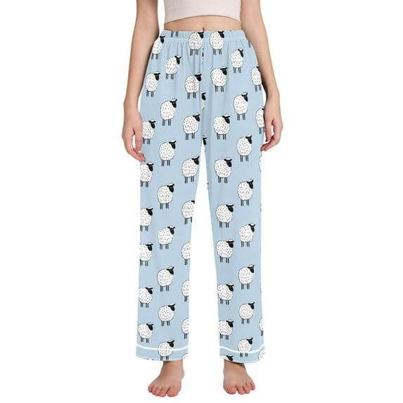 FORMRS Women's Pajama Pants with Pockets Soft Comfy Loungewear Sleep Bottom, Sizes S-2XL, Blue Sheep Pattern