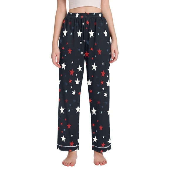 FORMRS Women's Pajama Pants with Pockets Soft Comfy Loungewear Sleep Bottom, Sizes S-2XL, Blue Stars Pattern