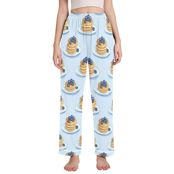 FORMRS Women's Pajama Pants with Pockets Soft Comfy Loungewear Sleep Bottom, Sizes S-2XL, Blueberry Pancake Pattern