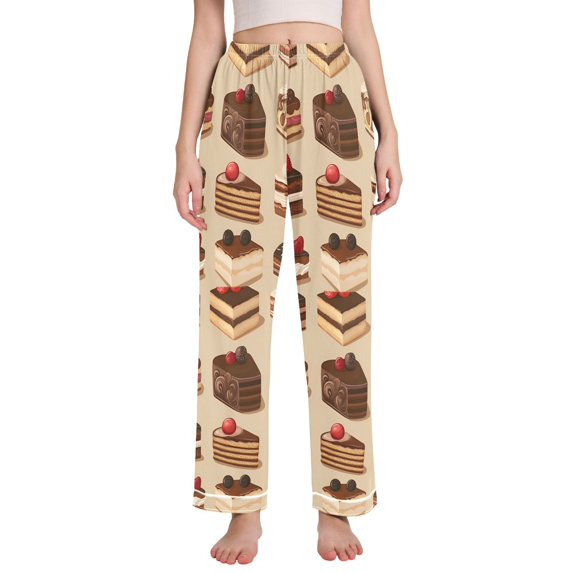 FORMRS Women's Pajama Pants with Pockets Soft Comfy Loungewear Sleep Bottom, Sizes S-2XL, Brown Cakes