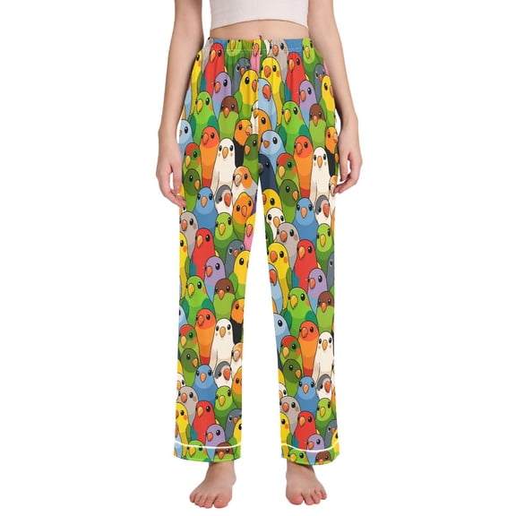 FORMRS Women's Pajama Pants with Pockets Soft Comfy Loungewear Sleep Bottom, Sizes S-2XL, Cartoon Birds Pattern
