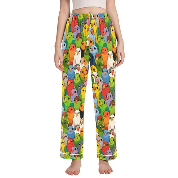 FORMRS Women's Pajama Pants with Pockets Soft Comfy Loungewear Sleep Bottom, Sizes S-2XL, Cartoon Birds Pattern