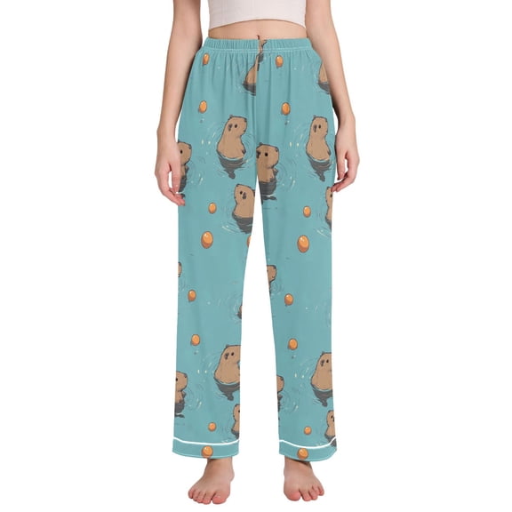 FORMRS Women's Pajama Pants with Pockets Soft Comfy Loungewear Sleep Bottom, Sizes S-2XL, Cartoon Capybaras