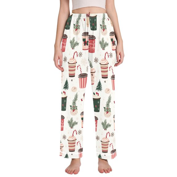 FORMRS Women's Pajama Pants with Pockets Soft Comfy Loungewear Sleep Bottom, Sizes S-2XL, Christmas Cups