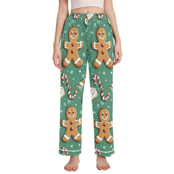 FORMRS Women's Pajama Pants with Pockets Soft Comfy Loungewear Sleep Bottom, Sizes S-2XL, Christmas Gingerbread