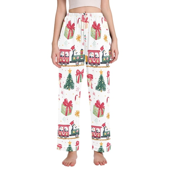 FORMRS Women's Pajama Pants with Pockets Soft Comfy Loungewear Sleep Bottom, Sizes S-2XL, Christmas Penguin