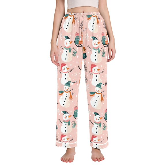 FORMRS Women's Pajama Pants with Pockets Soft Comfy Loungewear Sleep Bottom, Sizes S-2XL, Christmas Snowman