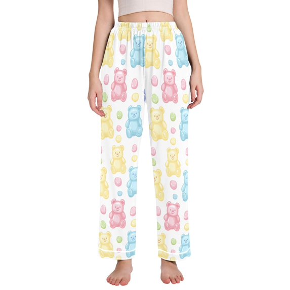 FORMRS Women's Pajama Pants with Pockets Soft Comfy Loungewear Sleep Bottom, Sizes S-2XL, Colorful Gummy Bears Pattern