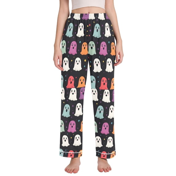 FORMRS Women's Pajama Pants with Pockets Soft Comfy Loungewear Sleep Bottom, Sizes S-2XL, Colorful Halloween Ghost