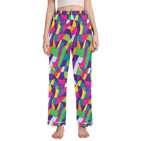 FORMRS Women's Pajama Pants with Pockets Soft Comfy Loungewear Sleep Bottom, Sizes S-2XL, Colorful Plaid