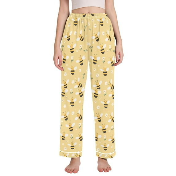 FORMRS Women's Pajama Pants with Pockets Soft Comfy Loungewear Sleep Bottom, Sizes S-2XL, Cute Bee Pattern