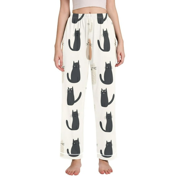 FORMRS Women's Pajama Pants with Pockets Soft Comfy Loungewear Sleep Bottom, Sizes S-2XL, Cute Cartoon Cats