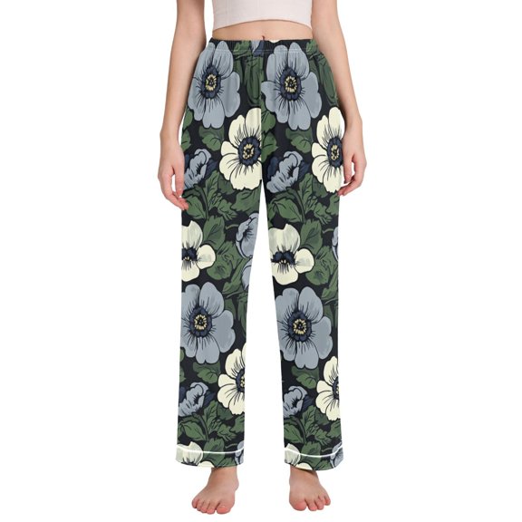 FORMRS Women's Pajama Pants with Pockets Soft Comfy Loungewear Sleep Bottom, Sizes S-2XL, Dark Floral