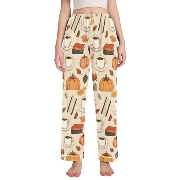 FORMRS Women's Pajama Pants with Pockets Soft Comfy Loungewear Sleep Bottom, Sizes S-2XL, Fall Book