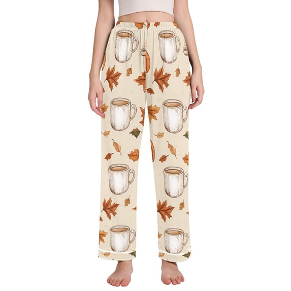 FORMRS Women's Pajama Pants with Pockets Soft Comfy Loungewear Sleep Bottom, Sizes S-2XL, Fall Mug Pattern