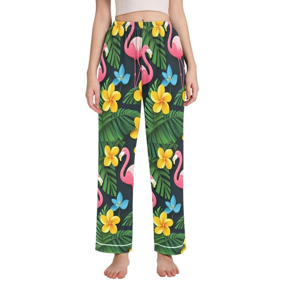 FORMRS Women's Pajama Pants with Pockets Soft Comfy Loungewear Sleep Bottom, Sizes S-2XL, Flamingo Floral Pattern