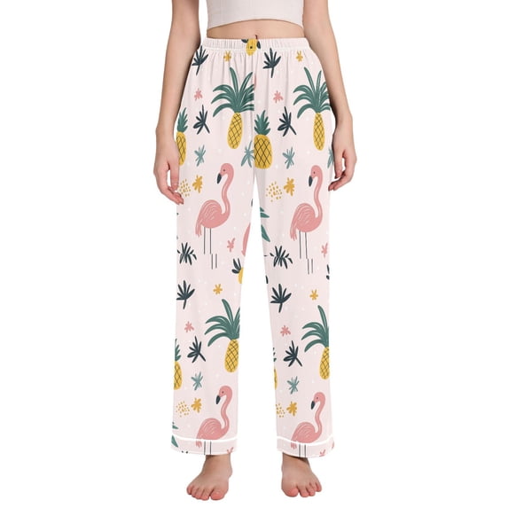 FORMRS Women's Pajama Pants with Pockets Soft Comfy Loungewear Sleep Bottom, Sizes S-2XL, Flamingo Pattern