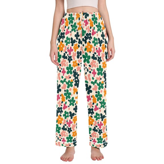 FORMRS Women's Pajama Pants with Pockets Soft Comfy Loungewear Sleep Bottom, Sizes S-2XL, Floral Blooms