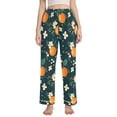 thumbnail image 1 of FORMRS Women's Pajama Pants with Pockets Soft Comfy Loungewear Sleep Bottom, Sizes S-2XL, Green Floral Oranges, 1 of 8
