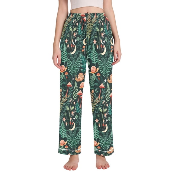 FORMRS Women's Pajama Pants with Pockets Soft Comfy Loungewear Sleep Bottom, Sizes S-2XL, Green Vibrant Forest Pattern