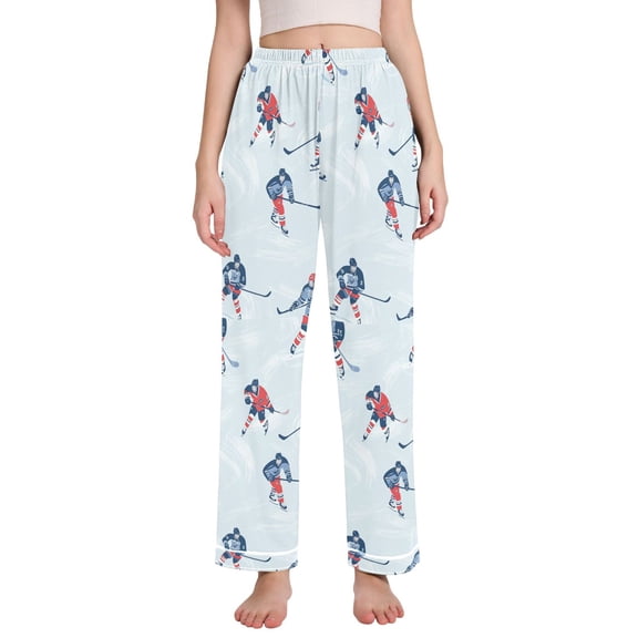 FORMRS Women's Pajama Pants with Pockets Soft Comfy Loungewear Sleep Bottom, Sizes S-2XL, Hockey Action Zone
