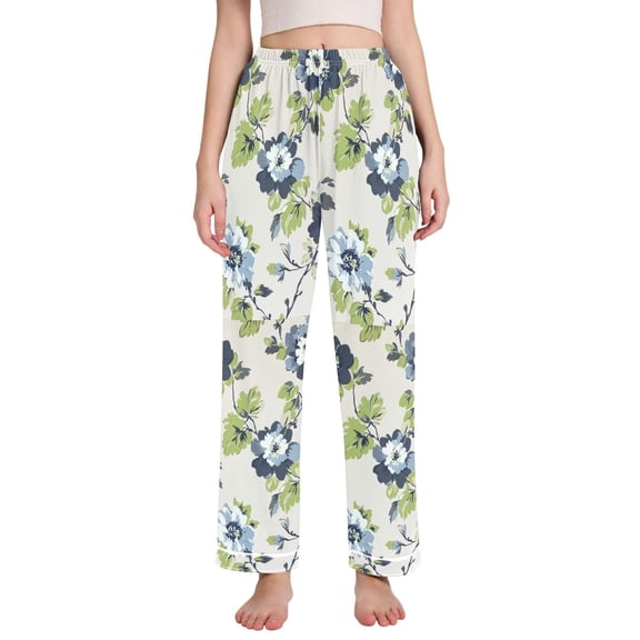 FORMRS Women's Pajama Pants with Pockets Soft Comfy Loungewear Sleep Bottom, Sizes S-2XL, Light Floral Pattern