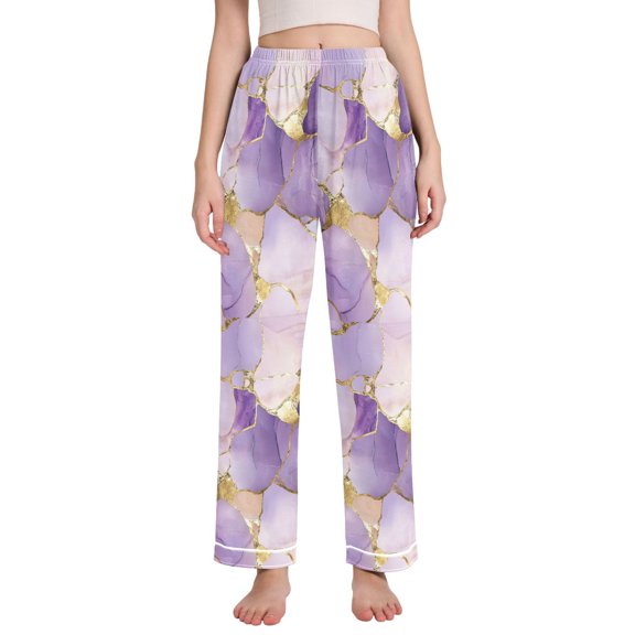 FORMRS Women's Pajama Pants with Pockets Soft Comfy Loungewear Sleep Bottom, Sizes S-2XL, Pastel Purple Marble Pattern