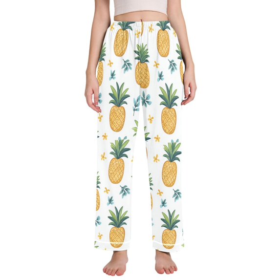 FORMRS Women's Pajama Pants with Pockets Soft Comfy Loungewear Sleep Bottom, Sizes S-2XL, Pineapple