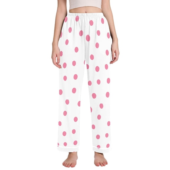 FORMRS Women's Pajama Pants with Pockets Soft Comfy Loungewear Sleep Bottom, Sizes S-2XL, Pink Polka Dots
