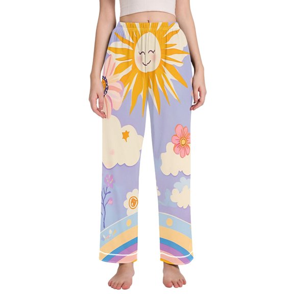 FORMRS Women's Pajama Pants with Pockets Soft Comfy Loungewear Sleep Bottom, Sizes S-2XL, Purple Clouds