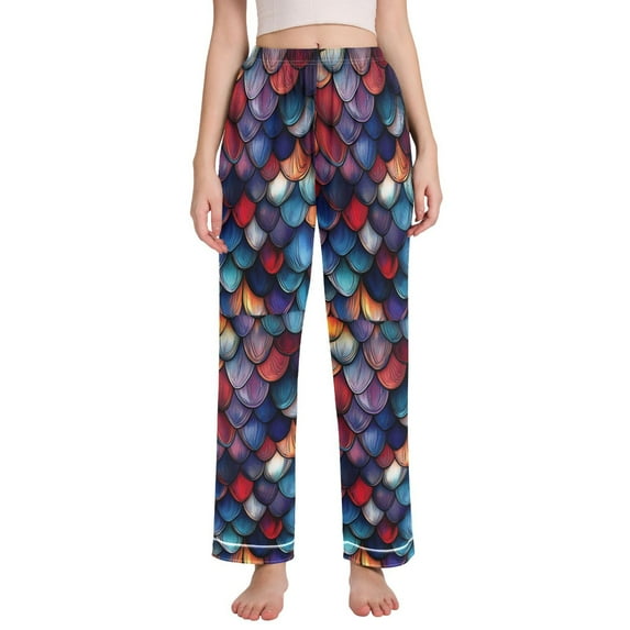 FORMRS Women's Pajama Pants with Pockets Soft Comfy Loungewear Sleep Bottom, Sizes S-2XL, Purple Dragon Scales Pattern